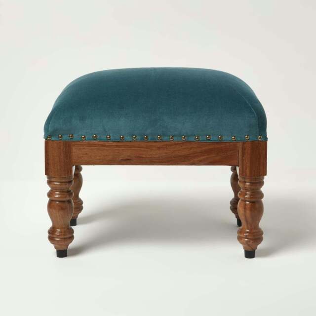 Rackhams Mable Velvet Square & Rectangular Footstool - Green - 50 x 30 cm - image 1