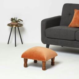 Rackhams Mable Velvet Square & Rectangular Footstool - Green - 50 x 30 cm - thumbnail 4