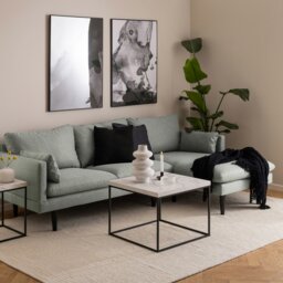 Rackhams Barossa Coffee Table with White Marble Effect Top & Black Steel Base 60cm - 1 - White - White - thumbnail 4