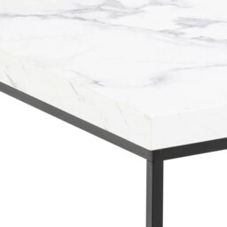 Rackhams Barossa Coffee Table with White Marble Effect Top & Black Steel Base 60cm - 1 - White - White - thumbnail 5