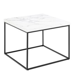 Rackhams Barossa Coffee Table with White Marble Effect Top & Black Steel Base 60cm - 1 - White - White - thumbnail 2