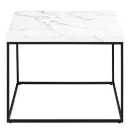 Rackhams Barossa Coffee Table with White Marble Effect Top & Black Steel Base 60cm - 1 - White - White - thumbnail 3