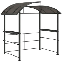 Rackhams BBQ Patio Canopy Gazebo with Interlaced Polycarbonate Roof 2 Shelves - Dark Grey - 240cm x 150cm x 230cm - thumbnail 2