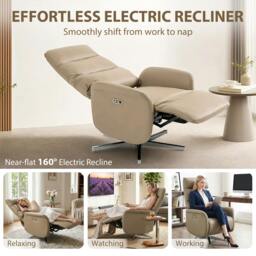 Rackhams Recliner Armchair, Swivel Recliner with Type C+USB - Dark Grey - thumbnail 5