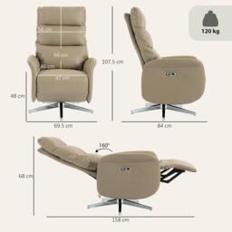 Rackhams Recliner Armchair, Swivel Recliner with Type C+USB - Dark Grey - thumbnail 4