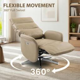 Rackhams Recliner Armchair, Swivel Recliner with Type C+USB - Dark Grey - thumbnail 6