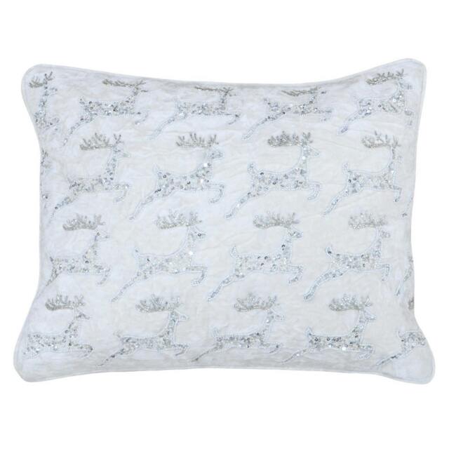 Rackhams Leaping Reindeer Cushion Cover - White - 35 x 50cm - White - 60% Cotton/40% Viscose