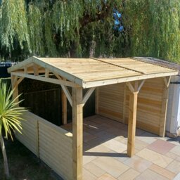 Rackhams Heavy Duty Timber Gazebo DIY Kit - Tanalised Feather Edge Timber - Felt Tile Roof - 3m - 4 post - 3.6m - Green Felt Tiles - thumbnail 6
