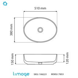 Rackhams 7853 Ceramic Vert Oval Countertop Basin - White - Ceramic - One Size - thumbnail 3