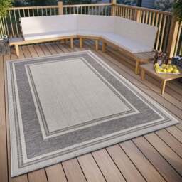 Rackhams Indoor & Outdoor Tribal Bordered Rug – Grey - 76X150 cm - thumbnail 5