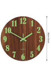 Rackhams 30cm Imitation Walnut Grain Luminous Arabic Numerals Wall Clock - Brown - thumbnail 5