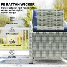 Rackhams Garden Furniture Set, Rattan Reclining Garden Chair Set, Dark Blue - Modular sofa - 5 - PE rattan, aluminium - thumbnail 4