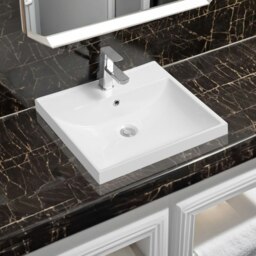 Rackhams 5409 Ceramic 51cm Thick-Edge Inset Basin with Scooped Full Bowl - White - Ceramic - 51cm - thumbnail 1
