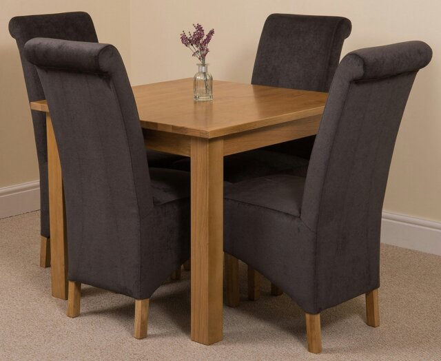 Rackhams Oslo 90 x 90cm Small Square Oak Dining Set with Montana Fabric Chairs - 1 - 4 chairs - Black - image 1