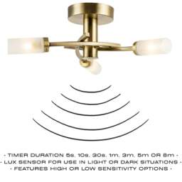 Rackhams Sensor Bathroom Ceiling Light in Antique Brass with Multi Functions - thumbnail 3