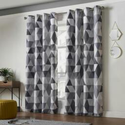 Rackhams Mal Room Darkening Ring Top Curtains - Grey - 229cm width x 229cm drop - thumbnail 1