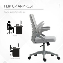 Rackhams Mesh Office Chair Home Swivel Task Chair w/ Lumbar Support, Arm, Grey - thumbnail 3