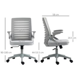 Rackhams Mesh Office Chair Home Swivel Task Chair w/ Lumbar Support, Arm, Grey - thumbnail 5