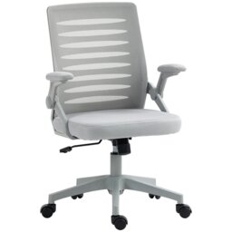 Rackhams Mesh Office Chair Home Swivel Task Chair w/ Lumbar Support, Arm, Grey - thumbnail 2