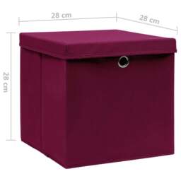 Rackhams Storage Boxes with Covers 10 pcs 28x28x28 cm Dark Red - thumbnail 6