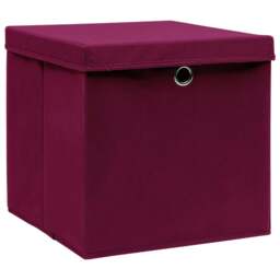 Rackhams Storage Boxes with Covers 10 pcs 28x28x28 cm Dark Red - thumbnail 2