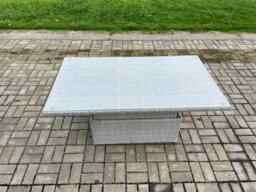 Rackhams 11 Seater Rattan Outdoor Garden Furniture Set with Height Adjustable Table, 3 Sofas, 1 Side Table, 2 Footstools - Light Grey - thumbnail 6