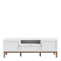 Rackhams Wensley 2 Door 1 Drawer TV Unit in Light Grey and Oak - 1 - thumbnail 2