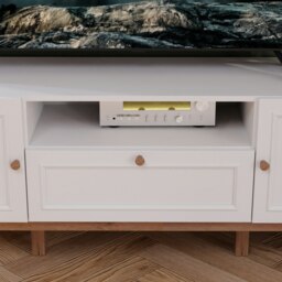 Rackhams Wensley 2 Door 1 Drawer TV Unit in Light Grey and Oak - 1 - thumbnail 6