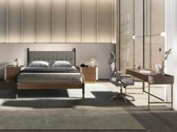 Rackhams Desk in Walnut, Beige and Golden Polished Steel 7186 - thumbnail 4