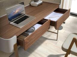 Rackhams Desk in Walnut, Beige and Golden Polished Steel 7186 - thumbnail 5