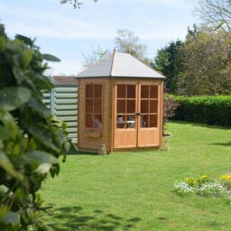 Rackhams Windermere Hexagonal Gazebo Summerhouse 8x7 Double doors 12mm Cladding - thumbnail 4