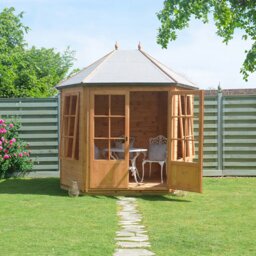 Rackhams Windermere Hexagonal Gazebo Summerhouse 8x7 Double doors 12mm Cladding - thumbnail 2