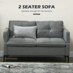 Rackhams Two-Seater Sofa, with Steel Legs - Grey - thumbnail 4