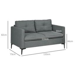 Rackhams Two-Seater Sofa, with Steel Legs - Grey - thumbnail 3