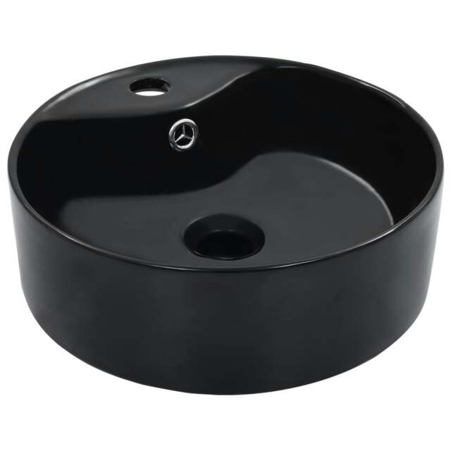 Rackhams Wash Basin with Overflow 36x13 cm Ceramic Black