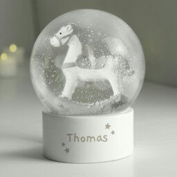 Rackhams Personalised Name Only Rocking Horse Glitter Snow Globe - thumbnail 2