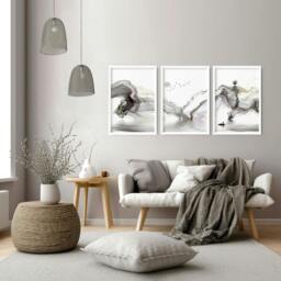 Rackhams Framed Pictures For Living Room - Set of 3 wall art prints - 16 x 22 inches / 40.65 cm x 56 cm - Polyester Canvas 260 gsm - Canvas wrapped - thumbnail 5