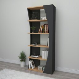 Rackhams Bookcase Bookshelf Shelving Unit with 5 Tier Open Shelves Nestor - Atlantic Pine & White - thumbnail 5