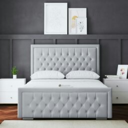 Rackhams Allegra Divan Bed with Upholstered Headboard - Silver - King / 5ft - thumbnail 1