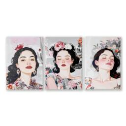 Rackhams Living Room Art Paintings - Set of 3 Boho Women Wall art Prints - 16 x 22 inches / 40.65 cm x 56 cm - Polyester Canvas 260 gsm - Canvas wrapped - thumbnail 1