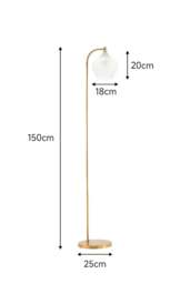 Rackhams Luxurious Floor Lamp with Frosted Glass Lampshade - Gold - One Size - thumbnail 4