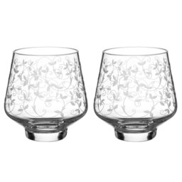 Rackhams Floral Collection Tealight Holder & Tealights - Set of 2 - Made From Premium Lead Free Crystal Glass - thumbnail 2