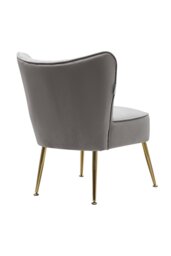 Rackhams Grey Velvet Armless Wingback Accent Chair with Gold Metal Legs - Grey - thumbnail 4