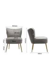 Rackhams Grey Velvet Armless Wingback Accent Chair with Gold Metal Legs - Grey - thumbnail 6