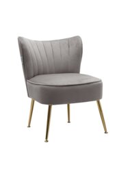 Rackhams Grey Velvet Armless Wingback Accent Chair with Gold Metal Legs - Grey - thumbnail 3