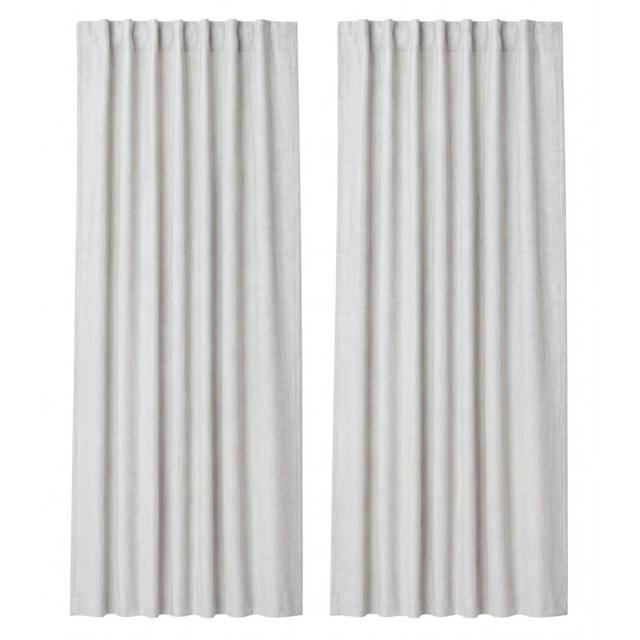 Rackhams 100% Blackout Curtains Thermal Linen Look Ready Made 46x72 in Light Grey - image 1