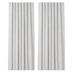 Rackhams 100% Blackout Curtains Thermal Linen Look Ready Made 46x72 in Light Grey - thumbnail 1