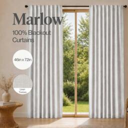 Rackhams 100% Blackout Curtains Thermal Linen Look Ready Made 46x72 in Light Grey - thumbnail 2