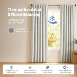 Rackhams 100% Blackout Curtains Thermal Linen Look Ready Made 46x72 in Light Grey - thumbnail 5