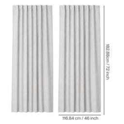 Rackhams 100% Blackout Curtains Thermal Linen Look Ready Made 46x72 in Light Grey - thumbnail 3